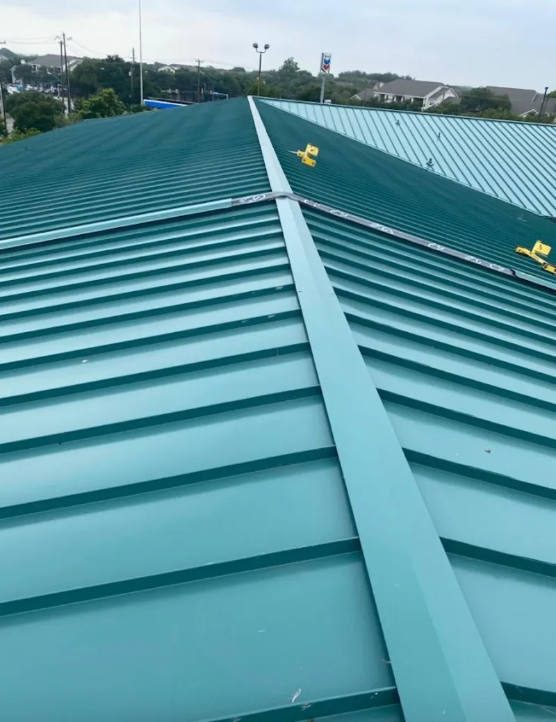 Green commercial metal roof ridge and valley for Metal Roof Repair in Beekman